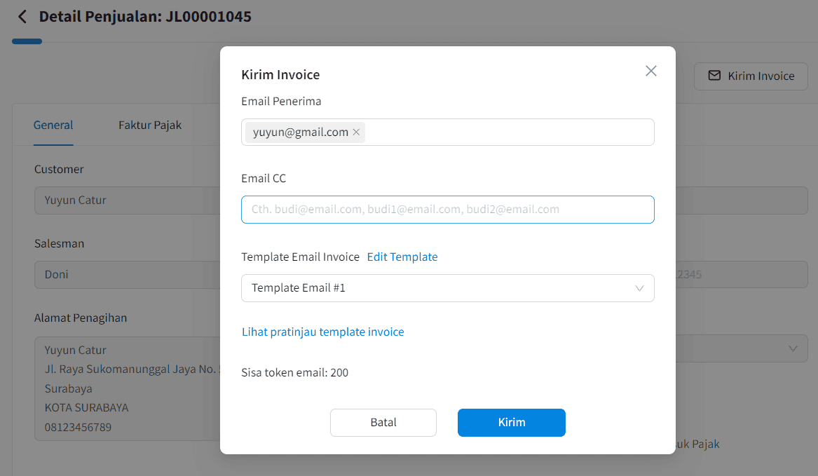 Update Maret 2024 Kirim Invoice Via Email