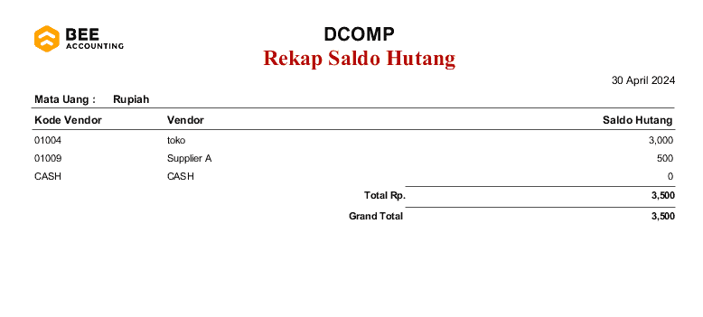 Cara Melihat Laporan Rekap Saldo Hutang Supplier Beeaccounting