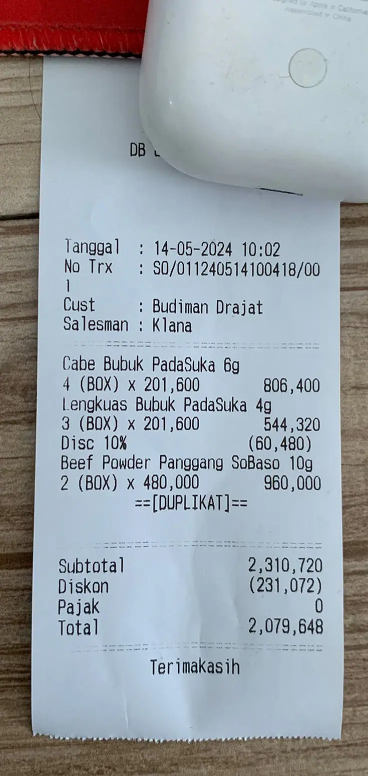 Contoh Cetak Nota Order Sales Order Mobile