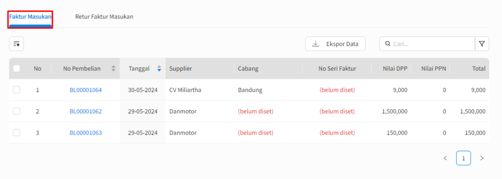 Ekspor Efaktur Faktur Masukan Beecloud 3.0