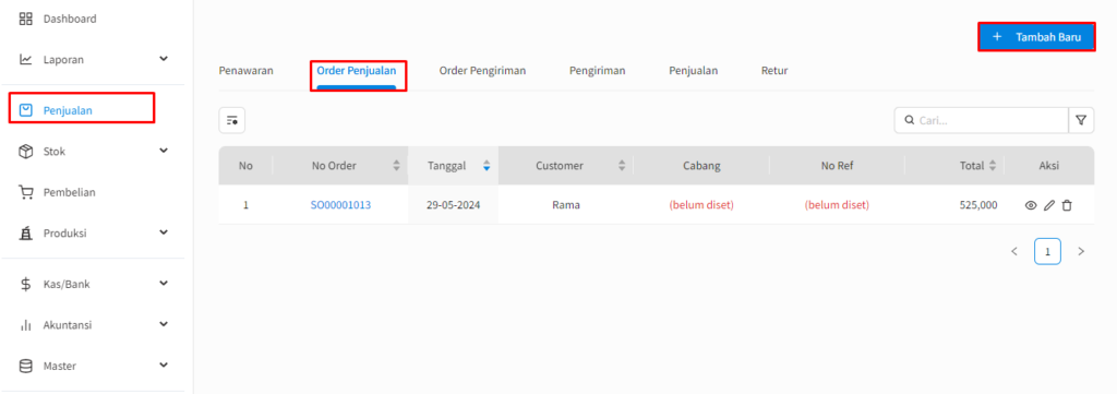 Order Penjualan Dengan DP / Uang Muka Beecloud 3.0