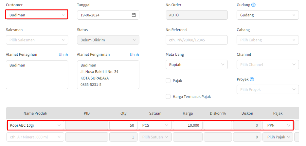 Order Penjualan Dengan DP / Uang Muka Beecloud 3.0