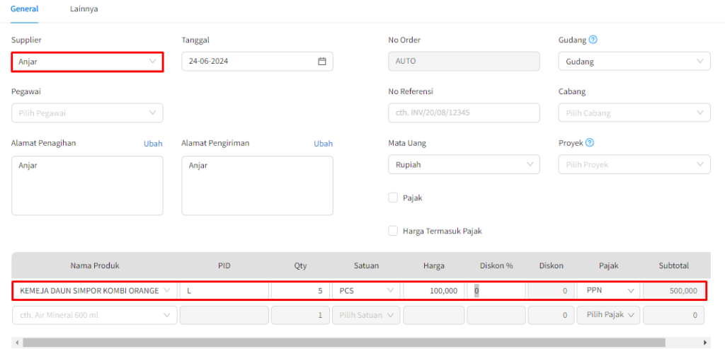 Order Pembelian Dengan DP / Uang Muka Beecloud 3.0