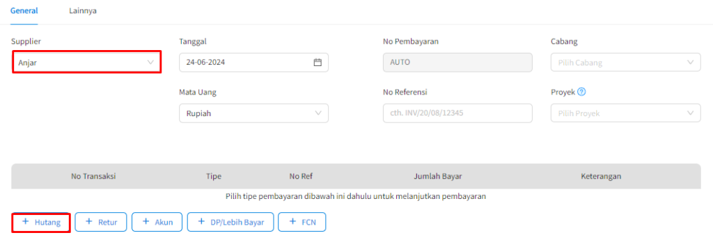 Order Pembelian Dengan DP / Uang Muka Beecloud 3.0