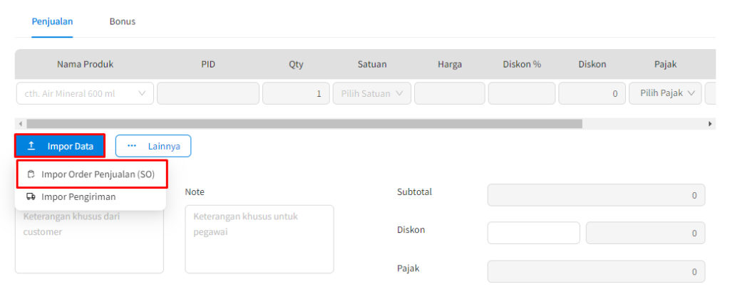 Order Penjualan Dengan DP / Uang Muka Beecloud 3.0