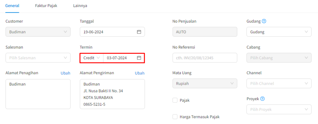 Order Penjualan Dengan DP / Uang Muka Beecloud 3.0