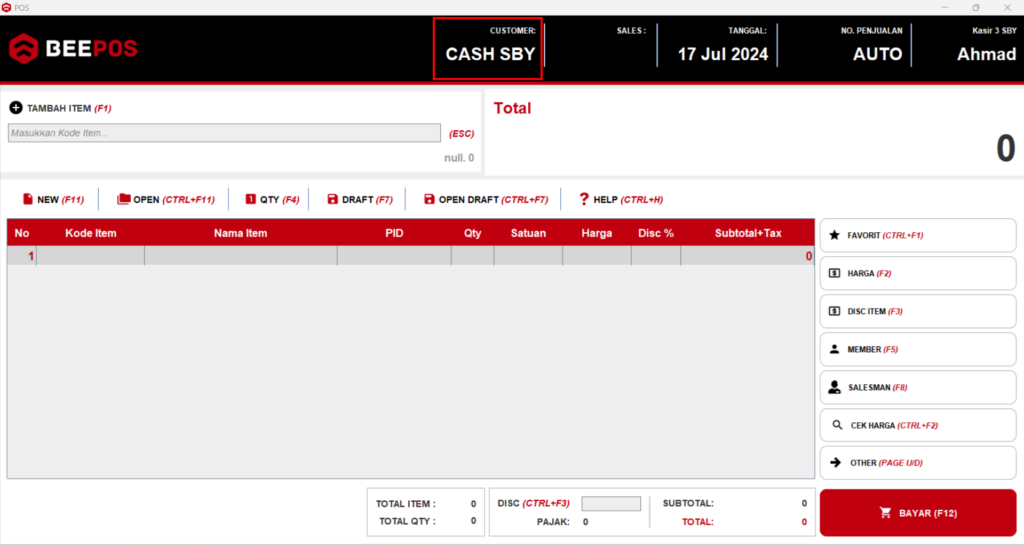 Customer Default Per Cabang - Beecloud