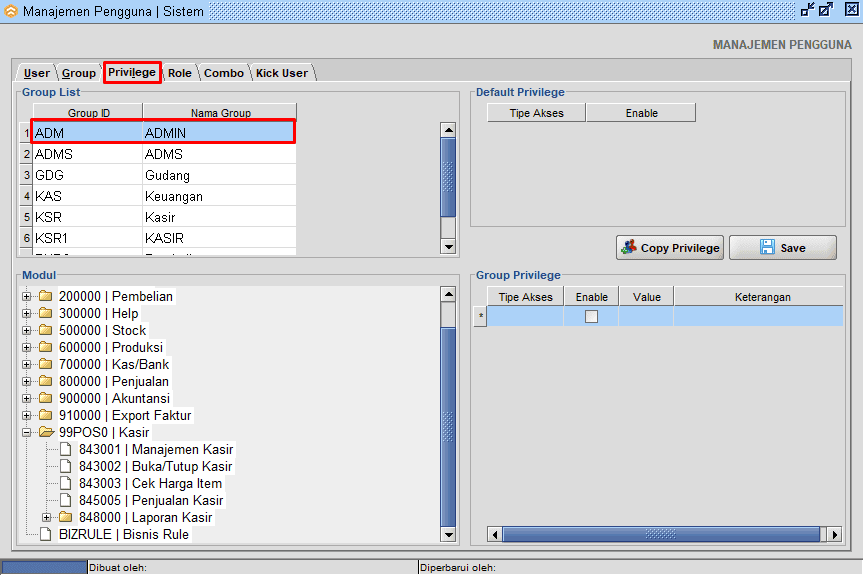 Setting Hak Akses Hilangkan Saldo Pemasukan dan Saldo Akhir Kasir Beeaccounting