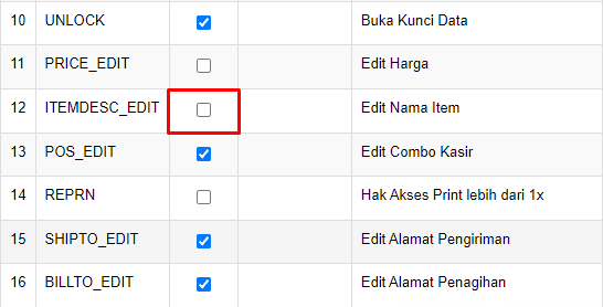 Hak Akses Edit Nama Item Saat Transaksi Beecloud