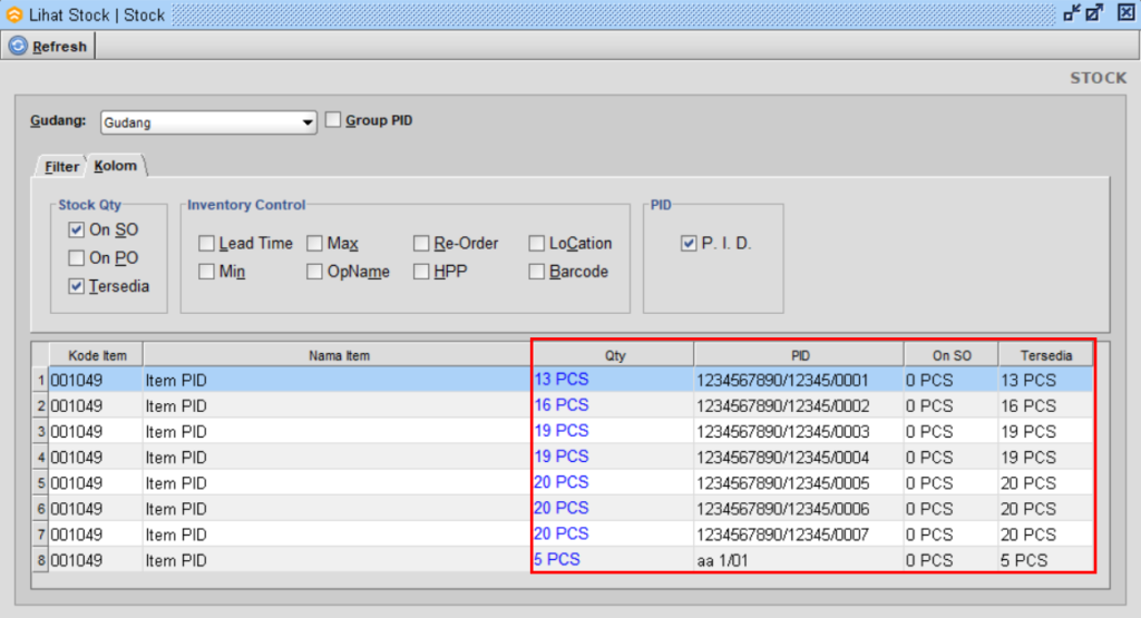 Stok Tersedia Item PID Berbeda Saat Ada Qty On SO Beeaccounting