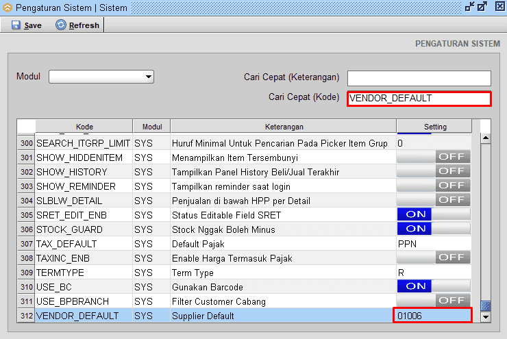 Setting Default Supllier Beeaccounting