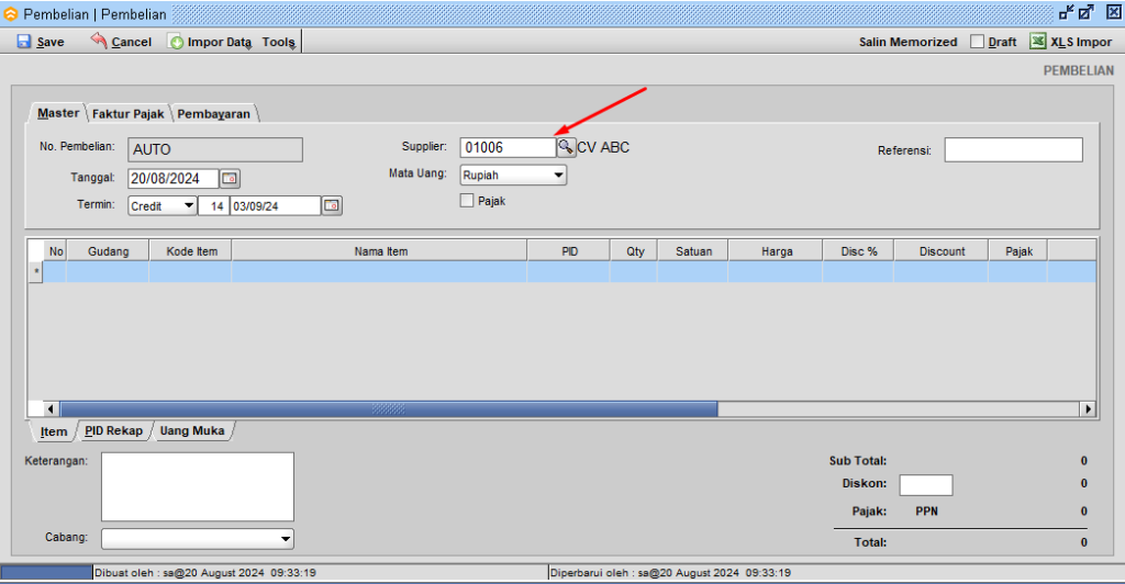 Setting Default Supllier Beeaccounting