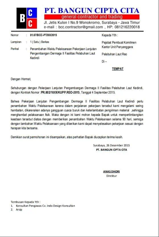 Contoh Surat Permohonan Perpanjangan Waktu Pembayaran Hutang