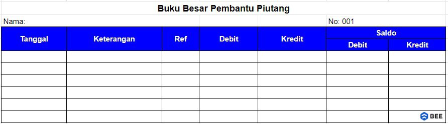 Format Buku Pembantu Piutang