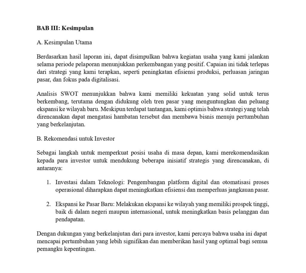 BAB III Contoh Laporan Kegiatan Usaha Eksternal