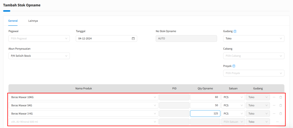 Menampilkan Qty Program Stock Opname - Beecloud 3.0