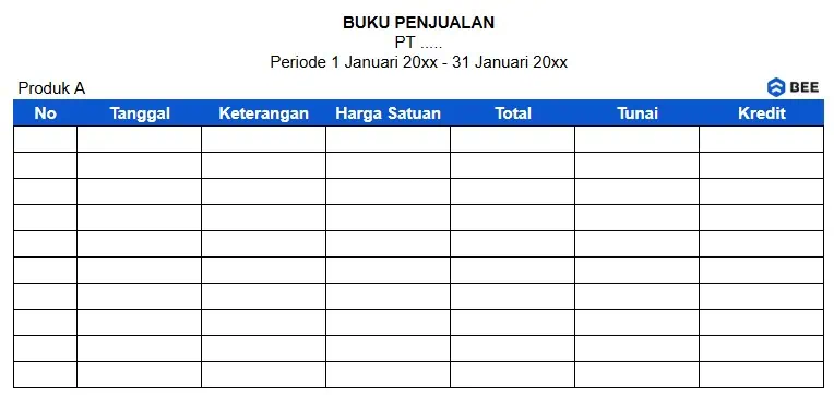 Format Buku Penjualan