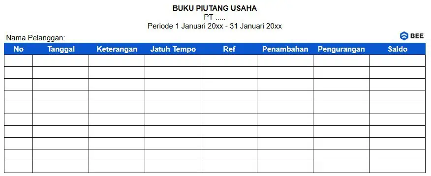 Format Buku Piutang Usaha