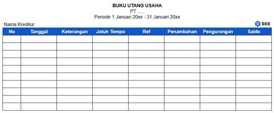 Format Buku Utang Usaha