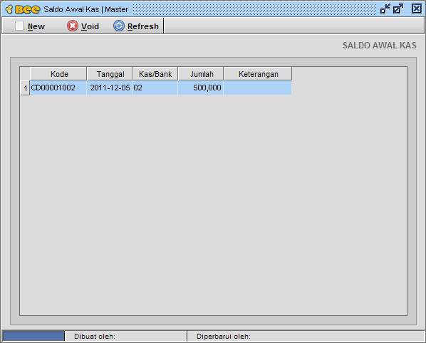 Memasukkan Saldo Awal Kas Bank