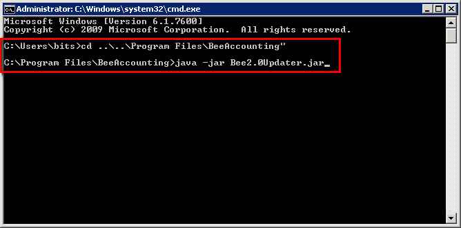 Updater Beeaccounting Melalui CMD di Win7