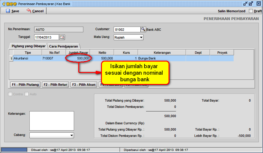 Cara Input Bunga Bank di BeeAccounting