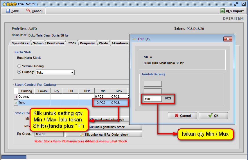 Cara Setting Qty Min dan Qty Max di BeeAccounting