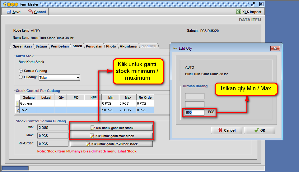 Cara Setting Qty Min dan Qty Max di BeeAccounting