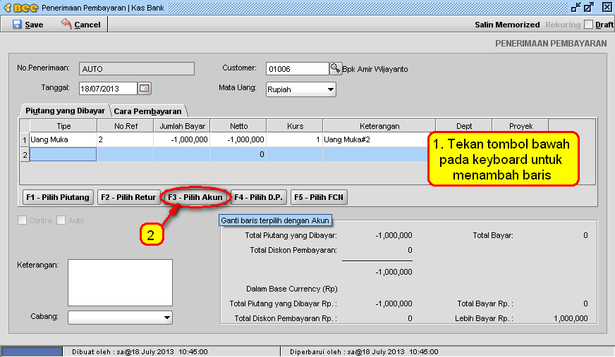 Mengembalikan Uang Muka Customer di BeeAccounting