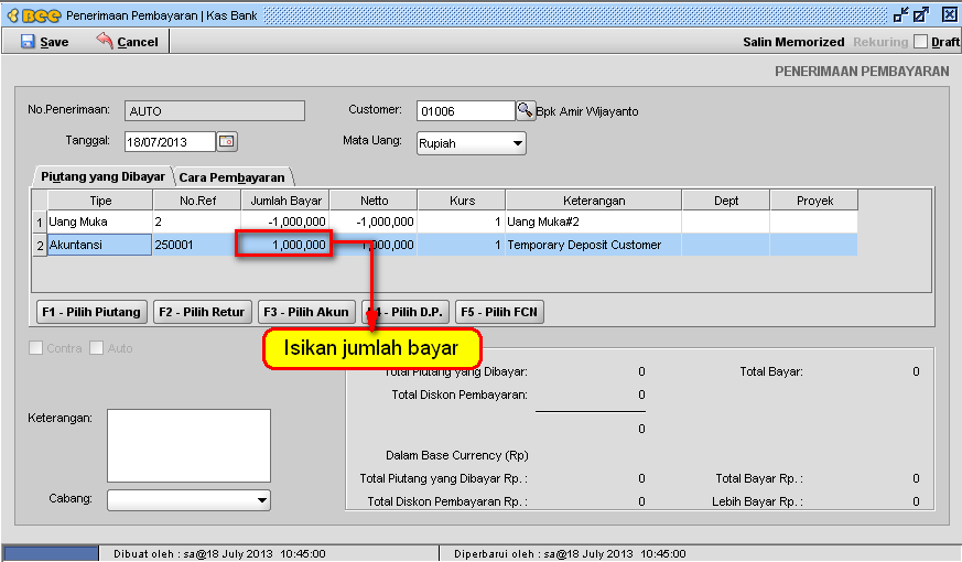 Mengembalikan Uang Muka Customer di BeeAccounting