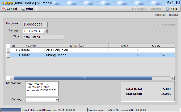 Retur Penjualan Tanpa Nota Invoice